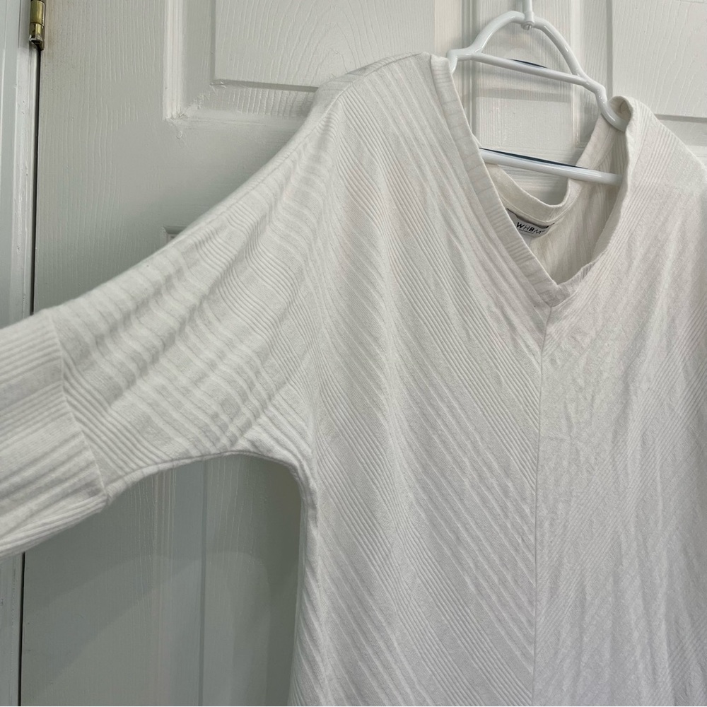WHBM White Knit Dolman Sleeve V-Neck Relaxed Fit Women's Sweater Shirt Blouse - Picture 5 of 10